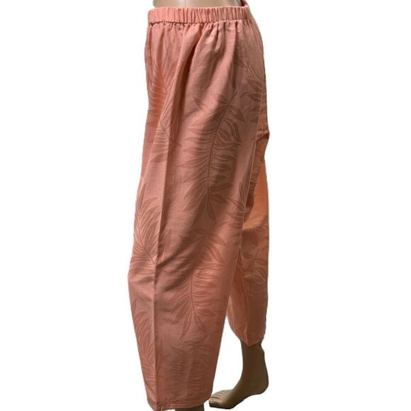 Dana Gibson Coral Floral Pattern Elastic Waist Silk Pants Sz Lg Coastal Grandma - Picture 11 of 14